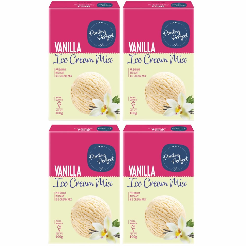 Pantry Perfect Vanilla Ice Cream Mix - Pack of 4 (Each 100g) I Quick, Easy and Delicious Summer Treat Ready Mix, No Preservatives, No Hassle I Rich & Smooth I Easy to Prepare
