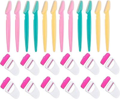 Diano Dimzi Professional Eyebrow Kit - Face & Eyebrow Hair Shaper Razor Knife Shaver Set with Blades for Body, Bikini, and Manual Shaving (Set of 24)