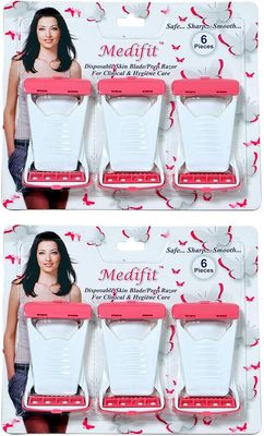 Diano dimzi Pink & White Private Parts Disposable Hair Shaving Razor For Women,(6 Pieces)