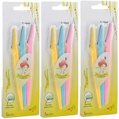 Diano dimzi Eyebrow Razor Kit, Face & Eyebrow Hair Shaper Razor Knife Shaver Trimmer Shaving Grooming Remover Kit For Fashion Women Ladies (Pack Of 9)