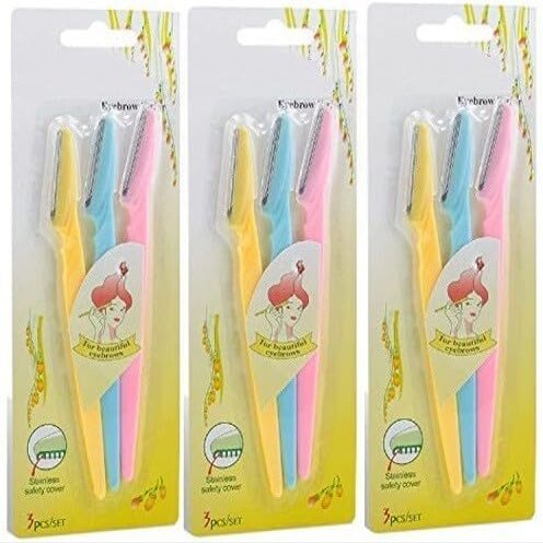 Diano dimzi Eyebrow Razor Kit, Face & Eyebrow Hair Shaper Razor Knife Shaver Trimmer Shaving Grooming Remover Kit For Fashion Women Ladies (Pack Of 9)
