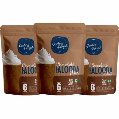 Pantry Perfect Chocolate Falooda Mix - Pack of 3 (Each 200g) I Premium I Instant Falooda Mix | Rich, Smooth & Creamy Texture | Delicious & Refreshing Taste | Ready to Eat