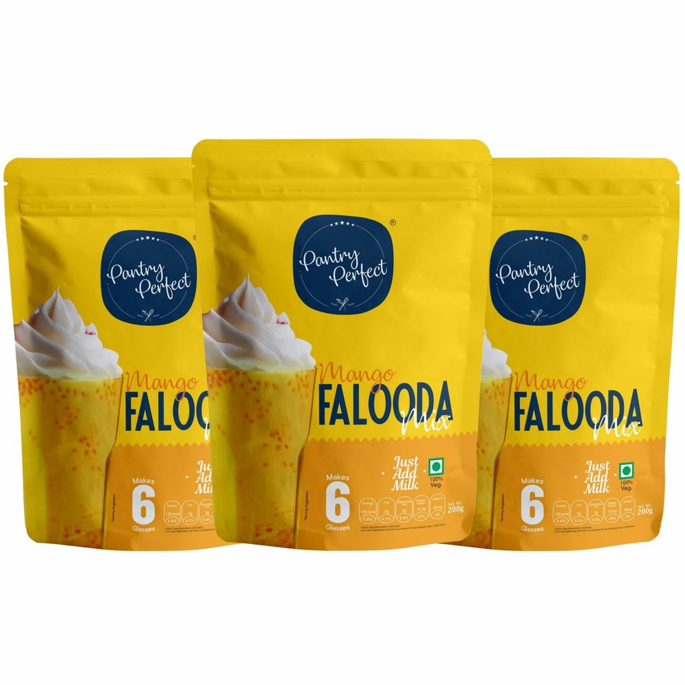 Pantry Perfect Mango Falooda Mix - Pack of 3 (Each 200g) I Premium I Instant Falooda Mix | Rich, Smooth & Creamy Texture | Delicious & Refreshing Taste | Ready to Eat