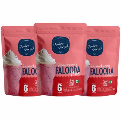 Pantry Perfect Strawberry Falooda Mix - Pack of 3 (Each 200g) I Premium I Instant Falooda Mix | Rich, Smooth & Creamy Texture | Delicious & Refreshing Taste | Ready to Eat