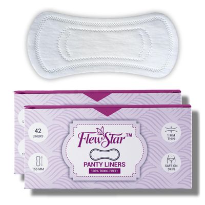 Flewstar Panty Liners for Women - 42 Pads Liners | Curvy Design For Extra Comfort | Cottony Soft Pantyliners Pad with Antimicrobial Properties | Keeps You Dry & Fresh All Day Long (Pack of 2, 42 count)
