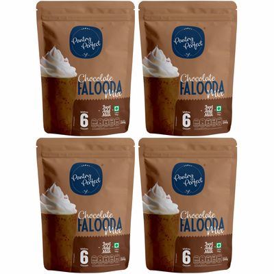 Pantry Perfect Chocolate Falooda Mix - Pack of 4 (Each 200g) I Premium I Instant Falooda Mix | Rich, Smooth & Creamy Texture | Delicious & Refreshing Taste | Ready to Eat