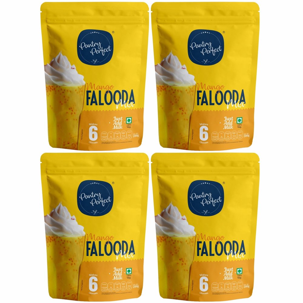 Pantry Perfect Mango Falooda Mix - Pack of 4 (Each 200g) I Premium I Instant Falooda Mix | Rich, Smooth & Creamy Texture | Delicious & Refreshing Taste | Ready to Eat