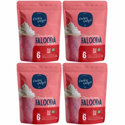 Pantry Perfect Strawberry Falooda Mix - Pack of 4 (Each 200g) I Premium I Instant Falooda Mix | Rich, Smooth & Creamy Texture | Delicious & Refreshing Taste | Ready to Eat