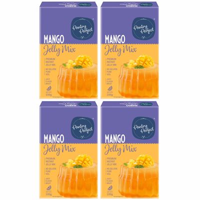 Pantry Perfect Mango Jelly Mix - Pack of 4 (Each 100g) I Instant Jelly Mix I No Gelatin I Easy to Prepare I Used for Desserts, Beverages