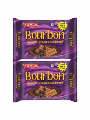 Bakemate Bourbon Cream Biscuits with Chocolate  Family Pack, 1000g (Pack of 2) | Delicious Bourbon Biscuits | Perfect Tea-Time Snack