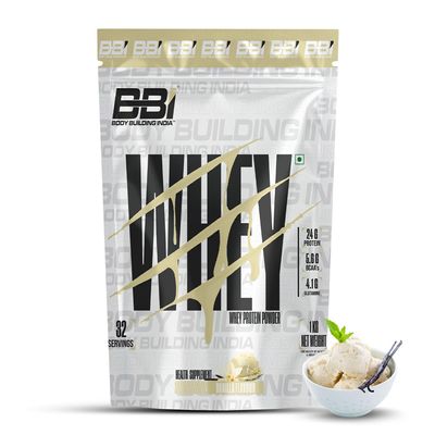 BBI Whey Protein Powder 1kg (Vanilla) | 24g Protein, 5.6g BCAA, 5.1G Glutamine | 32 Servings | Fast Absorbing, Muscle Support & Recovery, Primary Source Whey Isolate | Workout Supplement for Men & Women