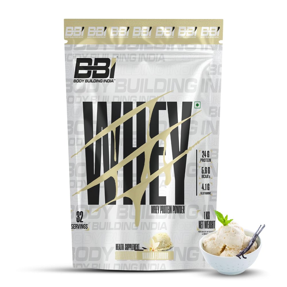 BBI Whey Protein Powder 1kg (Vanilla) | 24g Protein, 5.6g BCAA, 5.1G Glutamine | 32 Servings | Fast Absorbing, Muscle Support & Recovery, Primary Source Whey Isolate | Workout Supplement for Men & Women