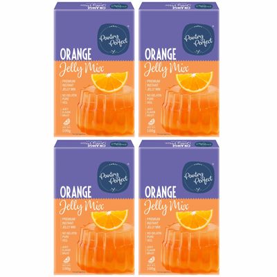 Pantry Perfect Orange Jelly Mix - Pack of 4 (Each 100g) I Instant Jelly Mix I Crystal Jelly I No Gelatin I Easy to Prepare I
