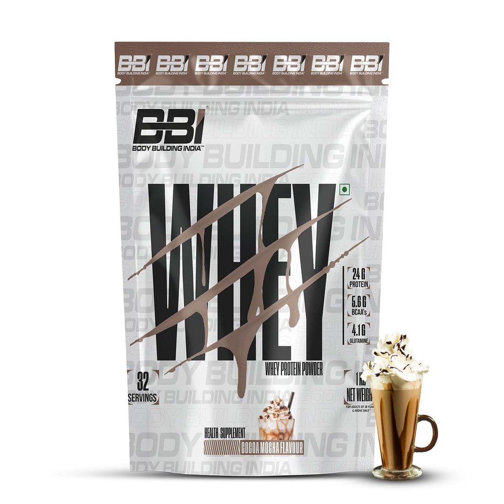 BBI Whey Protein Powder 1kg (Cocoa Mocha) | 24g Protein, 5.6g BCAA, 5.1G Glutamine | 32 Servings | Fast Absorbing, Muscle Support & Recovery, Primary Source Whey Isolate | Workout Supplement for Men & Women