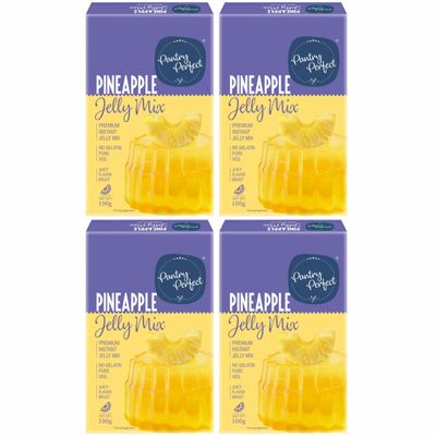 Pantry Perfect Pineapple Jelly Mix - Pack of 4 (Each 100g) I Instant Jelly Mix I Crystal Jelly I No Gelatin I Easy to Prepare