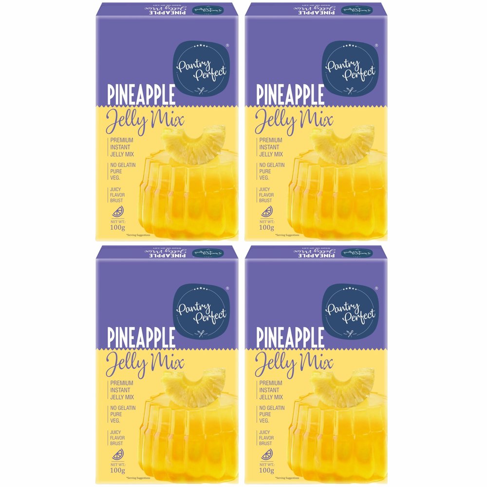 Pantry Perfect Pineapple Jelly Mix - Pack of 4 (Each 100g) I Instant Jelly Mix I Crystal Jelly I No Gelatin I Easy to Prepare