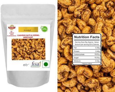 100% Pure Masala Cashew Nuts, Raw, Crunchy Kaju Cashews, 510g Pouch