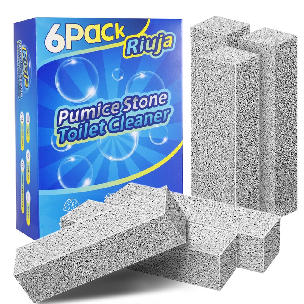 6 Pack Pumice Stone Toilet Bowl Cleaner, Pumice Stone for Cleaning, Powerfully Cleans Toilets, Bathtubs, Grills, Swimming Pools, Sinks (A)