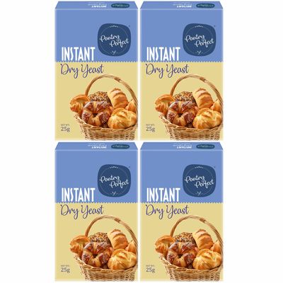 Pantry Perfect Instant Dry Yeast - Pack of 4 (Each 25g) I Ready to Mix I Easy to Prepare I Used for Bread Baking, Pizza Dough, Pasteries & Buns