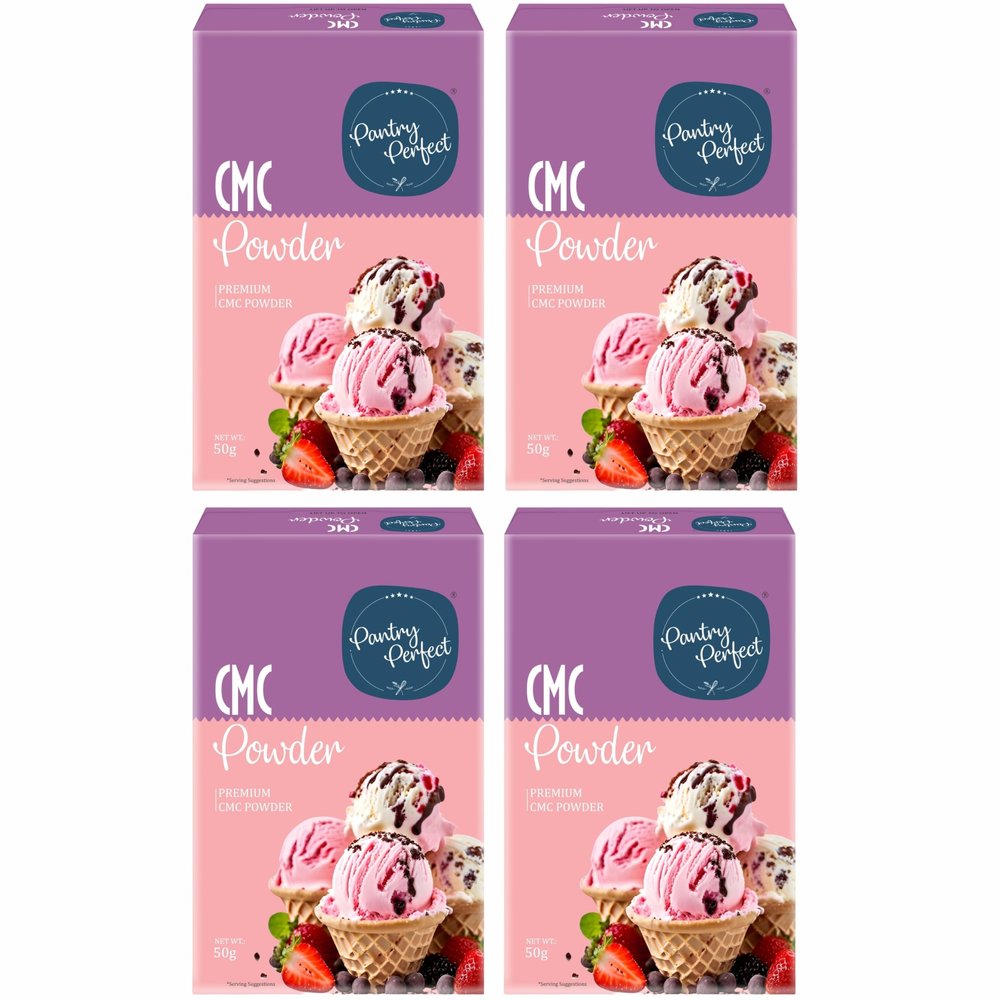 Pantry Perfect CMC Powder - Pack of 4 (Each 50g) I Premium I Carboxymethyl Cellulose Powder for Soft, Smooth Creamy Ice Cream (Kulfi)