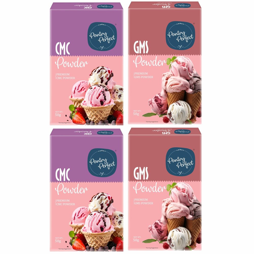 Pantry Perfect CMC Powder & GMS Powder - Pack of 4 (Each 50g) I Premium Ice Cream Powder I Sauces I Gravies