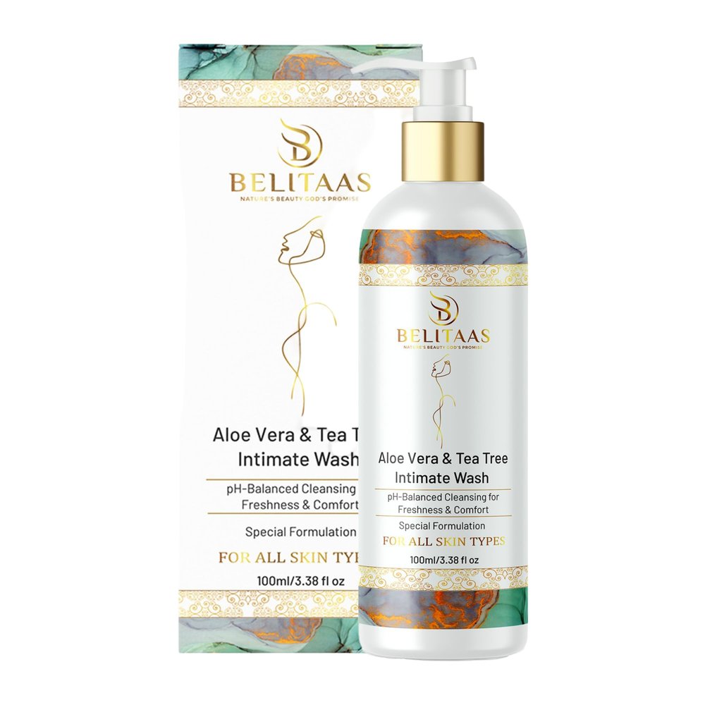 Belitaas PH-BALANCED Intimate Wash For Women | 100ml | Aloe Vera, Neem, Tea Tree Oil & Lactic Acid | Gentle & Soothing Formula