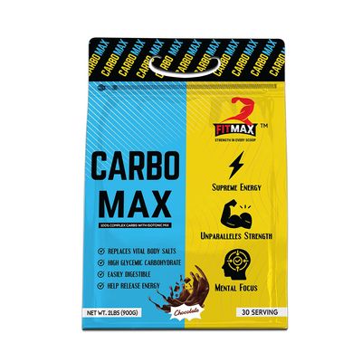 Fitmax Nutrition Carbo MAX 900g | Fast-Absorbing Carb Supplement | Boosts Stamina and Reduces Fatigue | Ideal for Active Lifestyles, 30 Servings (900g, Chocolate)
