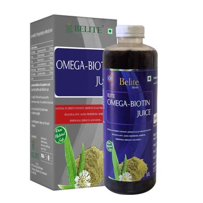 BELITE HERBS Omega-Biotin Juice | Premium Nourishing Juice for Hair Strengthing and Growth | Enriched with Omega & Biotin | Infused with 6 Herbs for Scalp Nourishment - 1 Liter