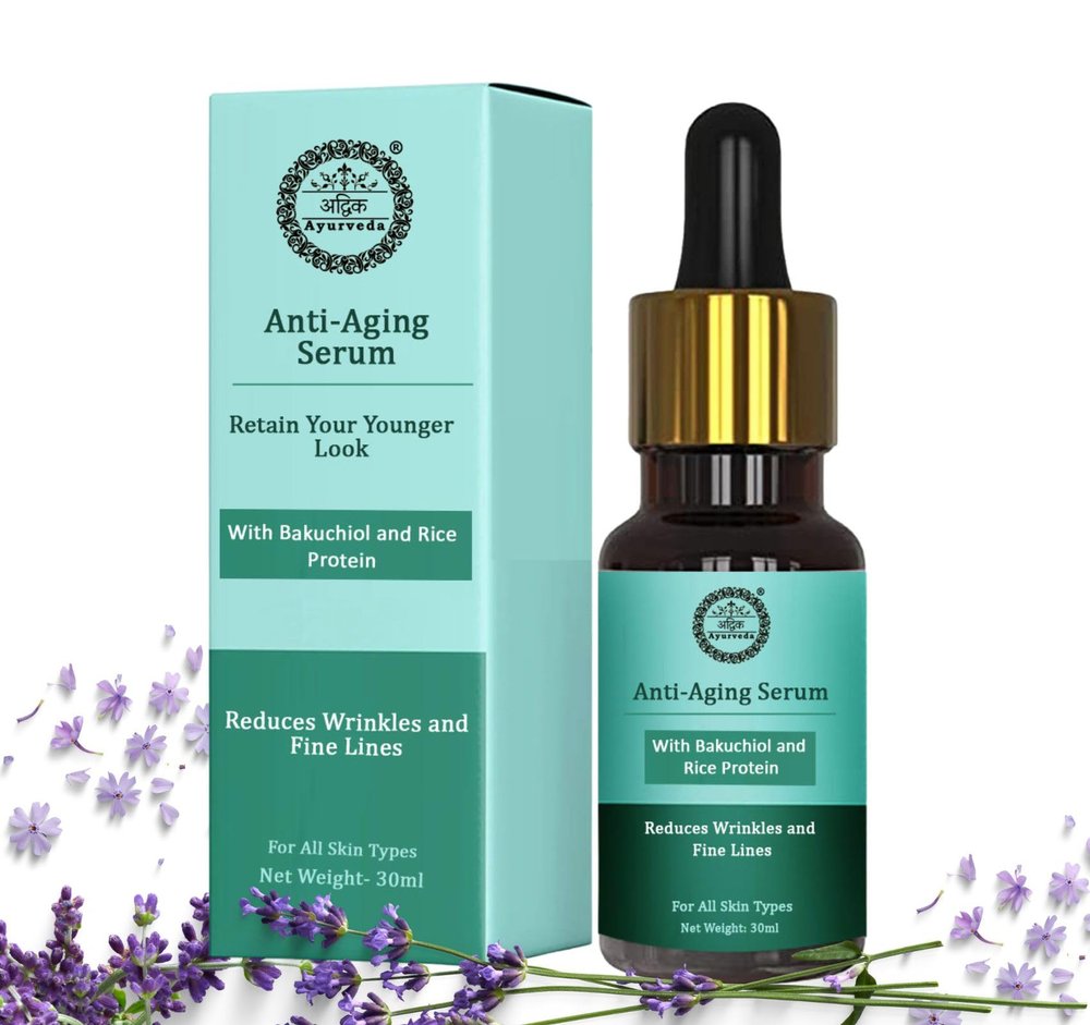 Advik Ayurveda Anti-Aging Serum with Bakuchiol and Rice Protein for Women and Men, 30ml | Anti Aging Serum for Fine Lines and Wrinkles | Face Serum for Glowing Skin
