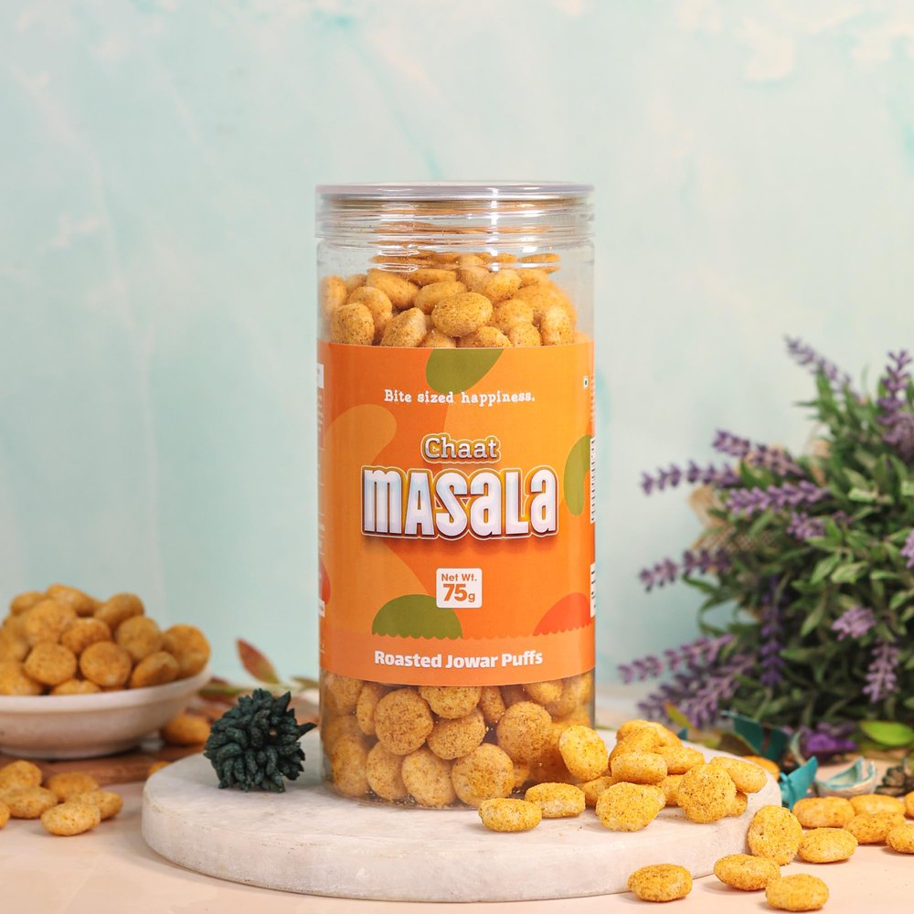 CRACK A NUT Chaat Masala, Roasted Jowar Puffs, 75G, High Protein, Gluten-Free