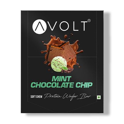 Avolt Mint Chocolate Chip Protein Bars with 15g Protein | Pack of 6 x 50g each | High Energy Wafer Bars, Gluten Free Snack with Dark Chocolate & Refreshing Mint Flavour, For Fitness & Immunity Booster