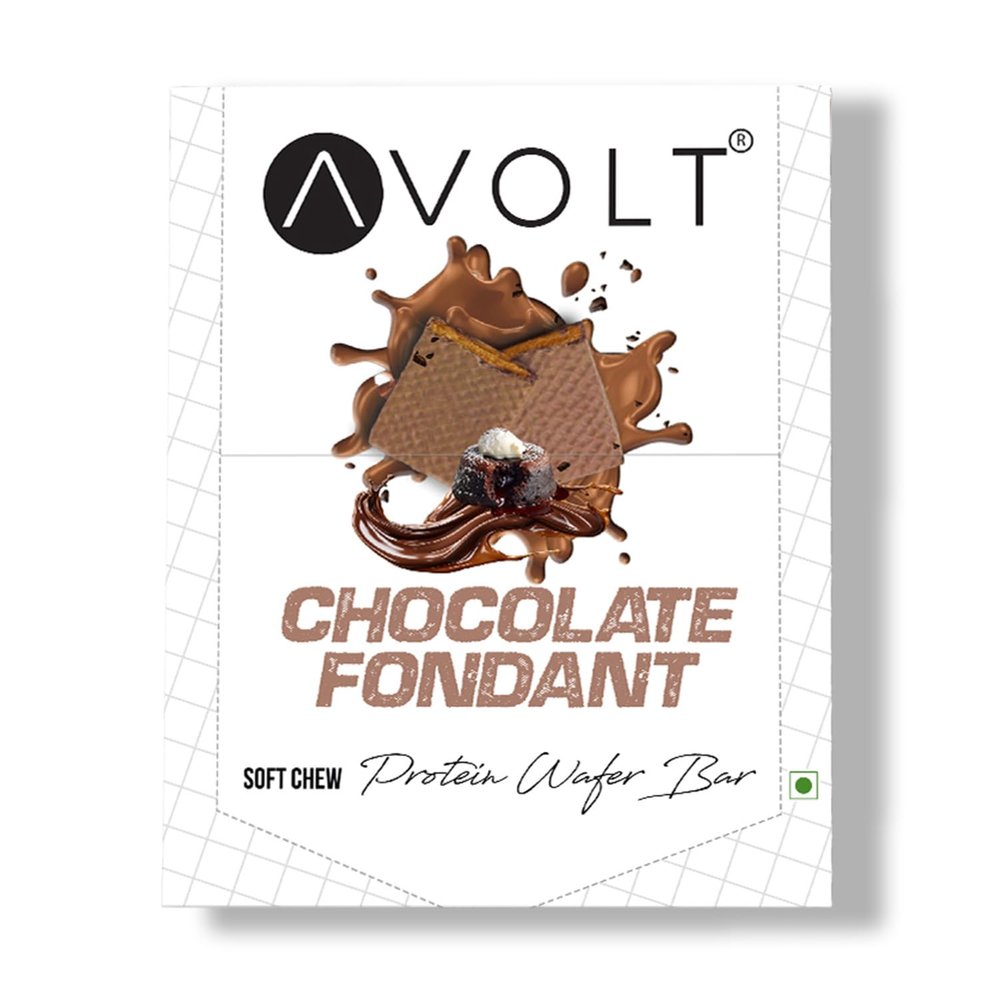 Avolt Chocolate Fondant Protein Bars with 15g Protein | Pack of 6 x 50g each | High Energy Wafer Bars, No Added Sugar, Guilt-Free Bar for Fitness & Immunity Booster