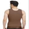 Dermapress GYNECOMASTIA Compression Full Vest | MICROPOLY Fabric | Front Hook and Zip Closer | Tomboy Chest Binder | Chest and Abdomen Support | Chest Shapewear (Brown, 5XL) view 2