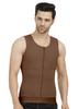 Dermapress GYNECOMASTIA Compression Full Vest | MICROPOLY Fabric | Front Hook and Zip Closer | Tomboy Chest Binder | Chest and Abdomen Support | Chest Shapewear (Brown, L) view 1