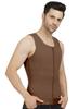 Dermapress GYNECOMASTIA Compression Full Vest | MICROPOLY Fabric | Front Hook and Zip Closer | Tomboy Chest Binder | Chest and Abdomen Support | Chest Shapewear (Brown, L) view 3