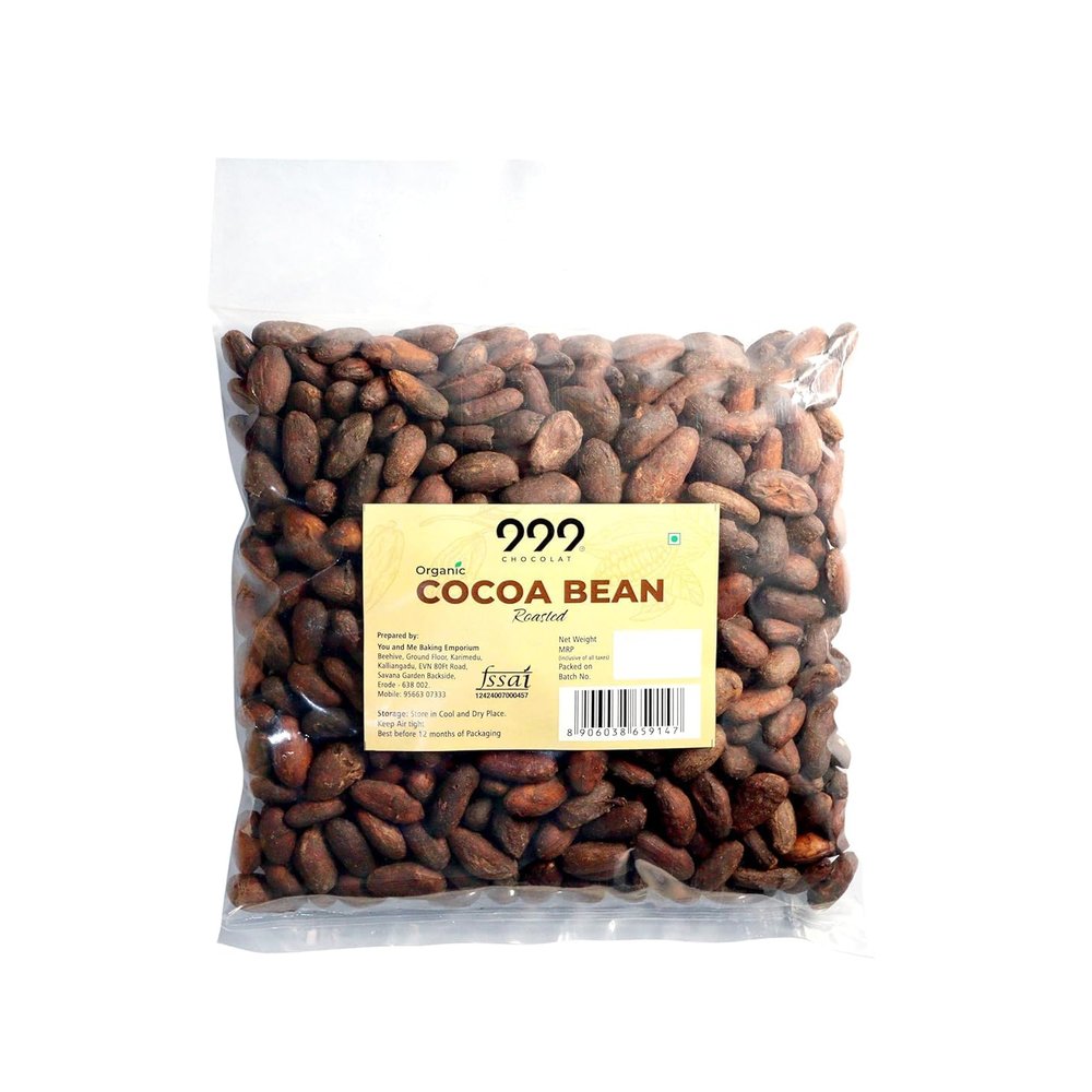 999 Chocolat Organic Roasted bean 1KG - Sun-Dried, Fermented Roasted Cacao Beans for Eating, Baking, Chocolate Making | High in Antioxidants | No Preservatives | No Artificial Flavour