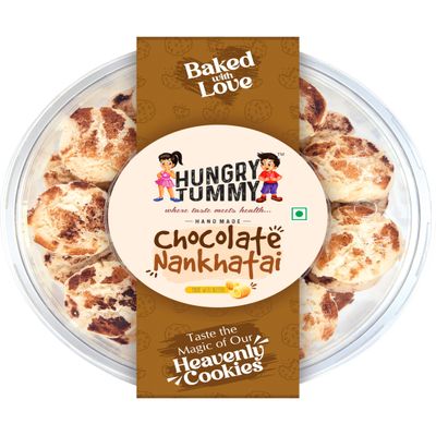 HUNGRY TUMMY Chocolate Nankhatai (250g) - Made with Butter | Delicious Indian Shortbread Nankhatai Cookies, Rich and Buttery, Perfect for Snacking, Tea Time & Night Cravings