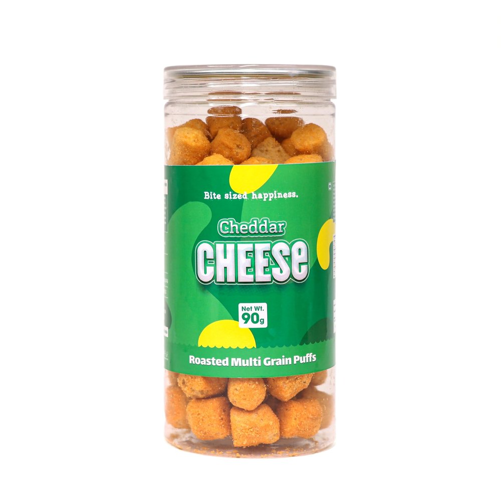 CRACK A NUT Roasted Multi Grain I Cheddar Cheese Puffs I High Protein I Healthy Snake I Gluten-Free (90 G)