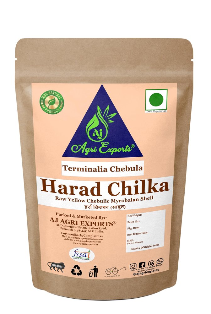 AJ AGRI EXPORTS Harad Chilka - Badi Harad Chilka - Harad Pili Chilka - Haritaki - Harad Badi Chilka - Yellow Chebulic Myrobalan Shell Without Seeds - Terminalia Chebula -   (400 Grams)
