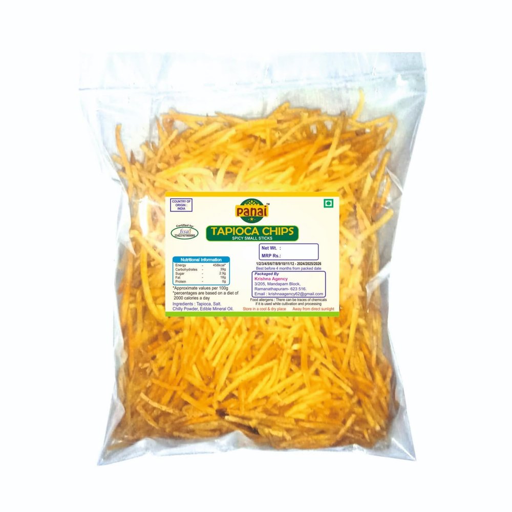 Panai Kerala Special Spicy Tapioca Sticks | Kappa Chips | Kappakkolli | (1 Kg, Sea Salt)