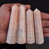 2Pcs Set Peach Moonstone Tower, Peach Moonstone Point, Peach Moonstone Wand, Crystal Tower, Crystal Obelisk, Crystal Point 3-4inche view 2