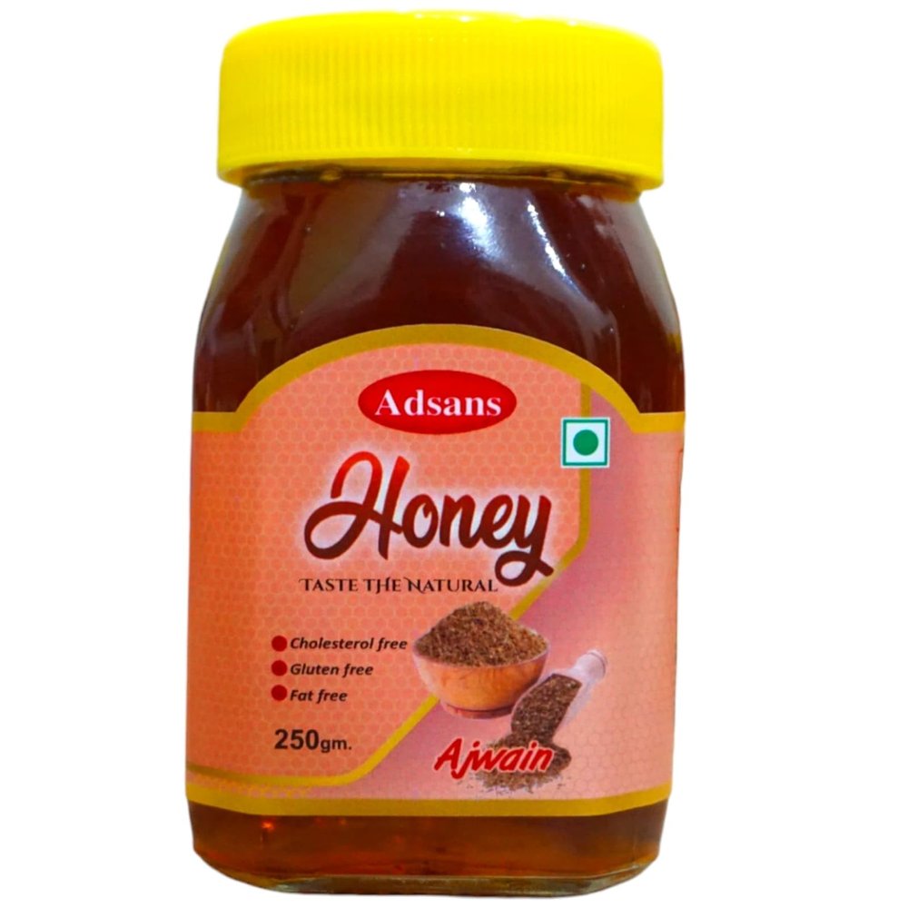 Adsans Ajwain honey Carom Honey Raw Organic Natural Pure Unprocessed NMR Tested Unpasteurized Unheated 250gm Glass Jar Pack of 1