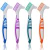 Denture Brush ( 4 Pack ) Double Sided Multi-Layered Bristles Ergonomic Rubber Anti-Slip Handle Denture Toothbrush Retainers Denture Cleaning Care Brush False Teeth Cleaning Brush Asst Colors (4) view 1