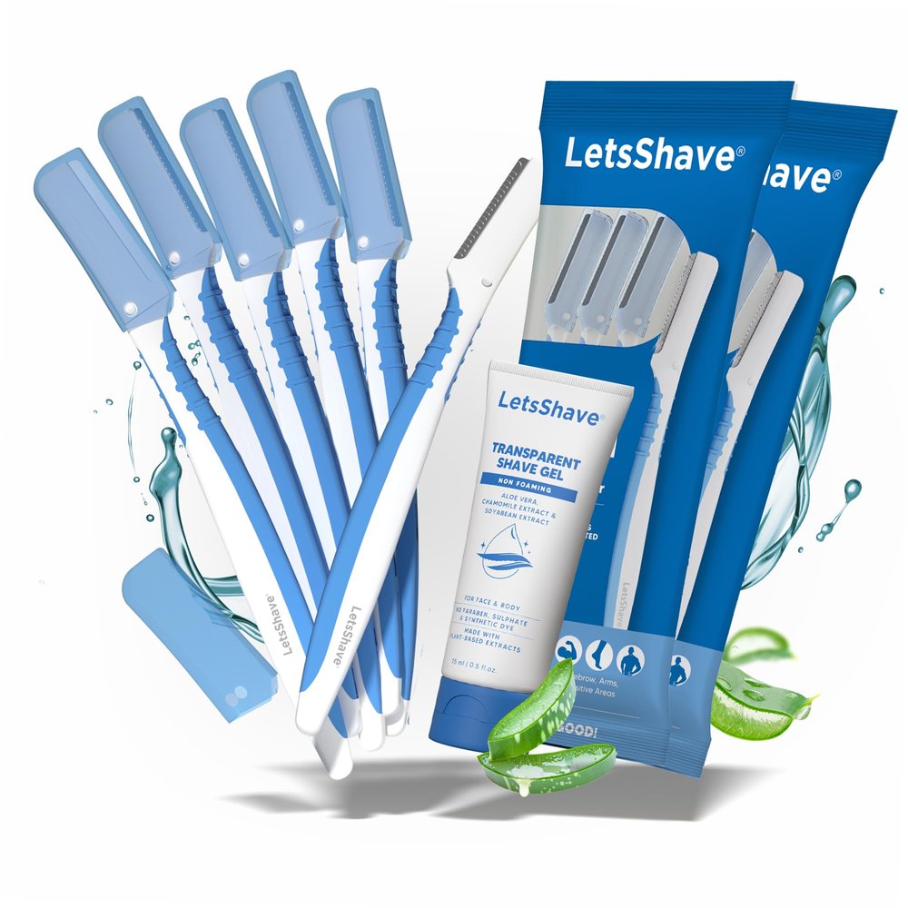 LetsShave Pro Styler for Men Beard, Reusable, Pack of 6, +1 Transparent Shave Gel 15ml, Beard Shaper, Multi Grooming, Face Razor for Men, Beard Pen Styler, 120 Days of Styling