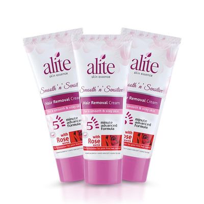 Alite Hair Removal Cream for Women| Painless & Hair Removal | Smooth, Nourished Skin | Enriched with Rose Water, Natural Butter & Aloe Vera Pack of 3 (30g each)