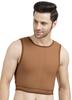 Dermapress Gynecomastia Short Vest || MICROPOLY FABRIC || Velcro Closure || Chest Shapewear || Comfortable Support for Men || Tomboy Chest Binder || (Brown, Back Velcro L) view 1