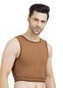 Dermapress Gynecomastia Short Vest || MICROPOLY FABRIC || Velcro Closure || Chest Shapewear || Comfortable Support for Men || Tomboy Chest Binder || (Brown, Back Velcro L) view 4