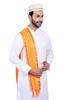 PRIYAKANT SAFAWALA Handstitch Ready to Wear Topi with Uparna Set for Wedding, Pooja, Diwali & Traditional Function Use It, [Off White Lace Topi with Orange Zari Uparna] (Free Size) view 3