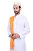 PRIYAKANT SAFAWALA Handstitch Ready to Wear Topi with Uparna Set for Wedding, Pooja, Diwali & Traditional Function Use It, [Off White Lace Topi with Orange Zari Uparna] (Free Size) view 4