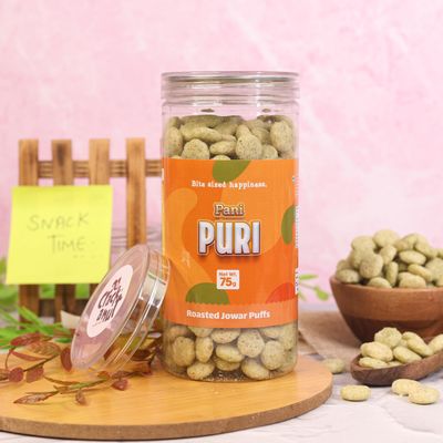 CRACK A NUT Rosted Jowar Puffs/Pani Puri Flavor/High Protein/Healthy/Gluten Free Snack Puffs (75 G)
